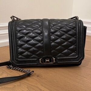 Rebecca Minkoff Love Quilted Leather Crossbody Bag in Black
